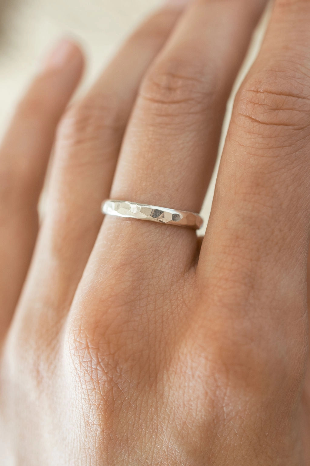 Thick Hammered Ring - Sterling Silver