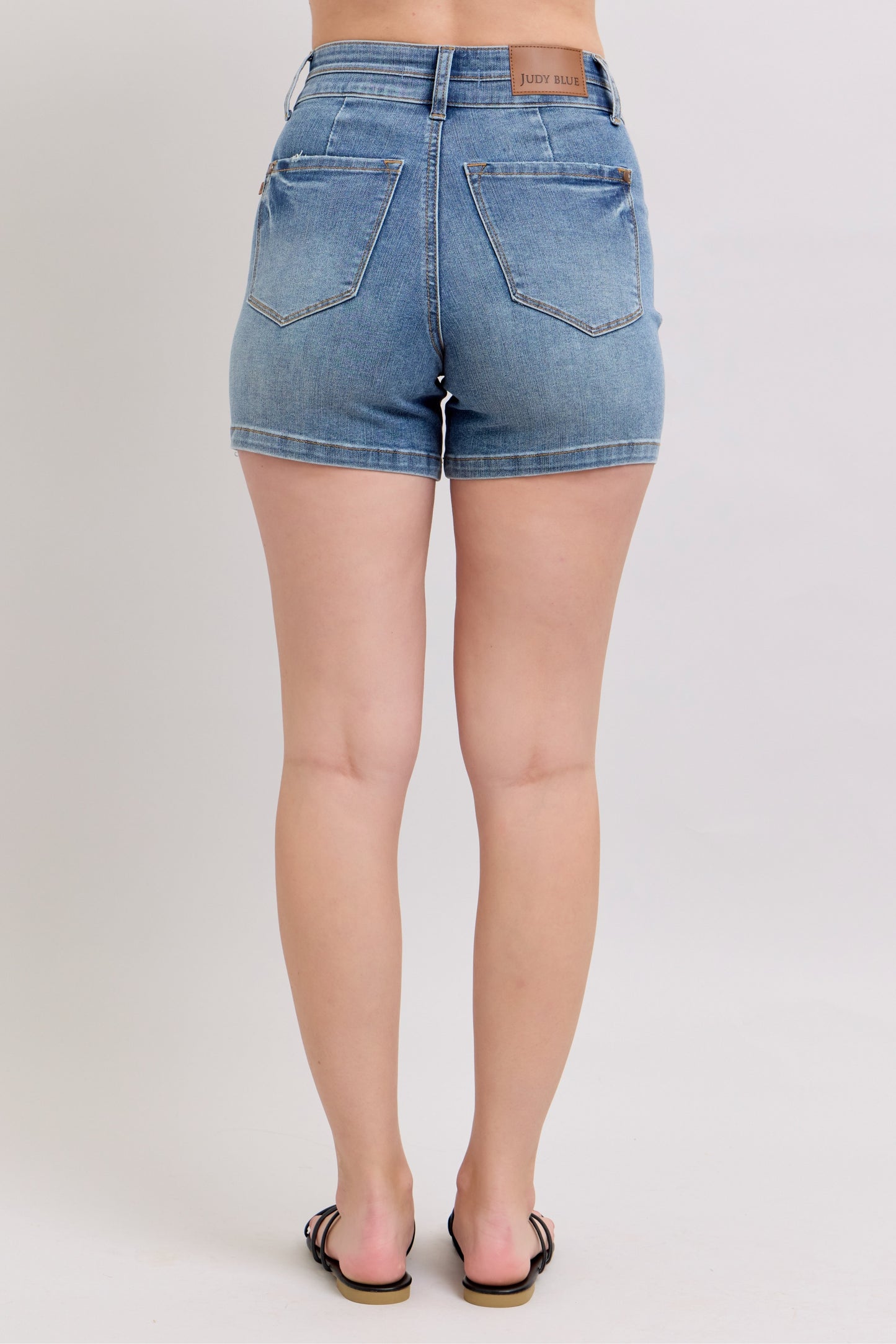 Judy Blue HW Tummy Control Cool Denim Double Waistband Shorts