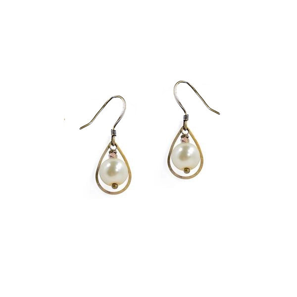 White Pearl Inside Teardrop Earrings