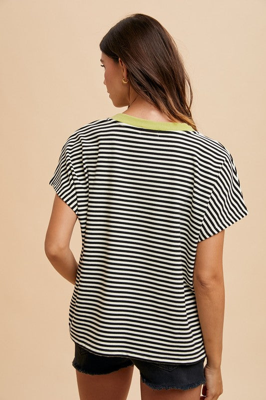 Stripe Soft Brushed Knit Dolman Sleeve Top