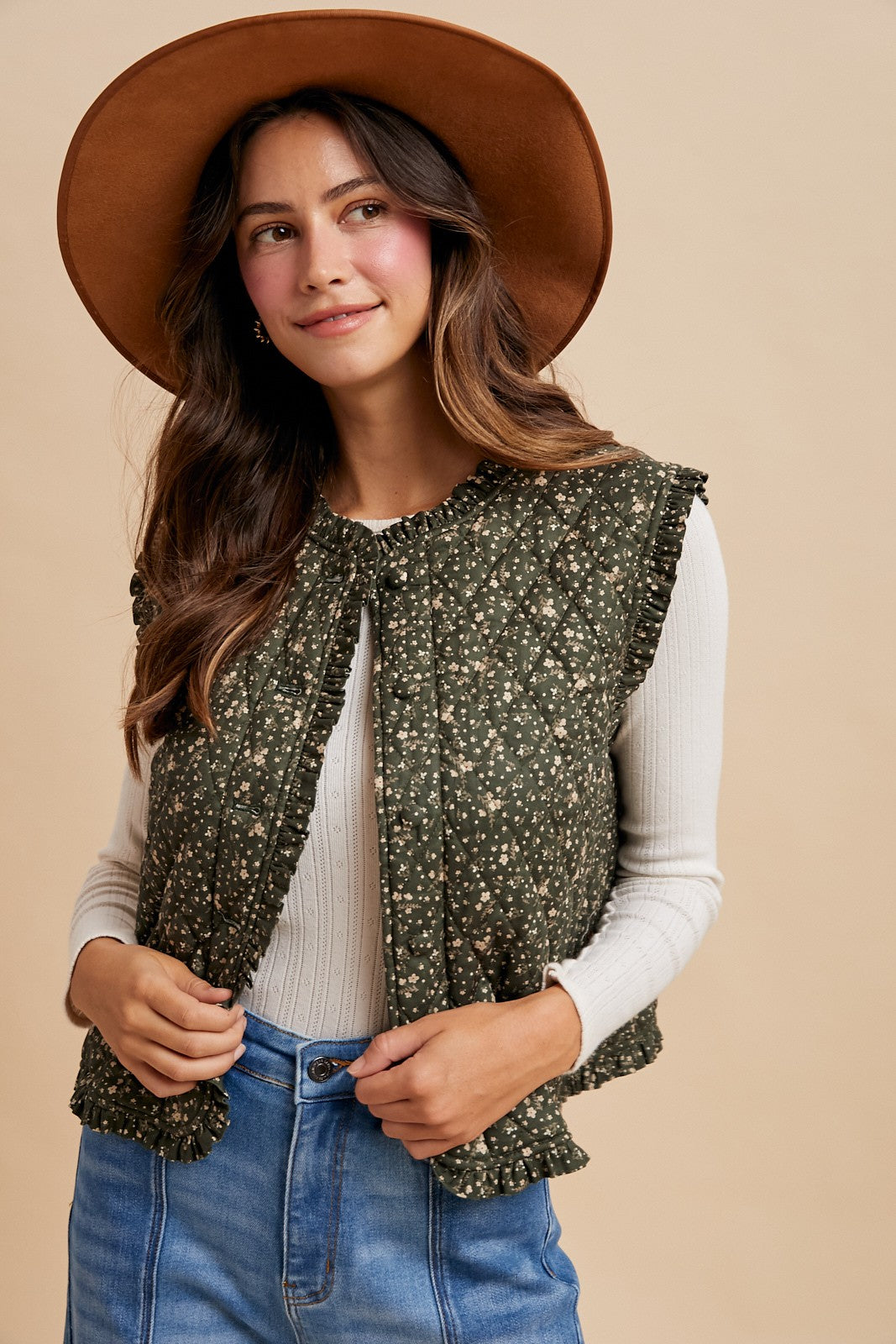 Ditsy Floral Print Vest