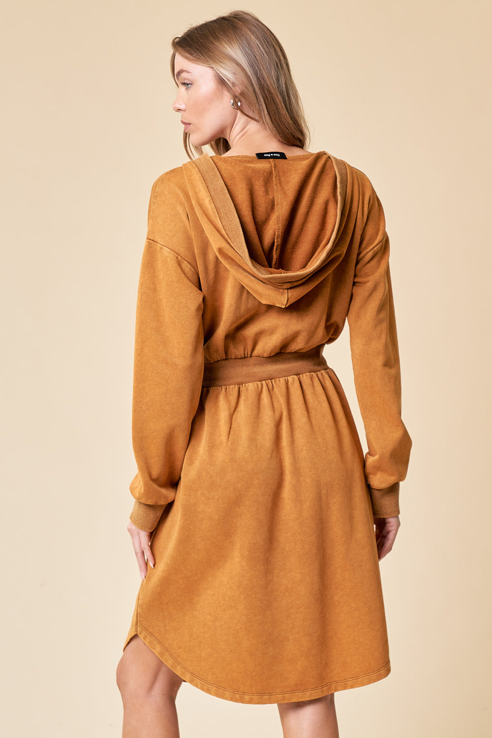 Hooded Washed Knit Dress