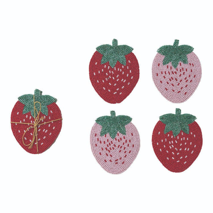 Beaded Strawberry Coasters