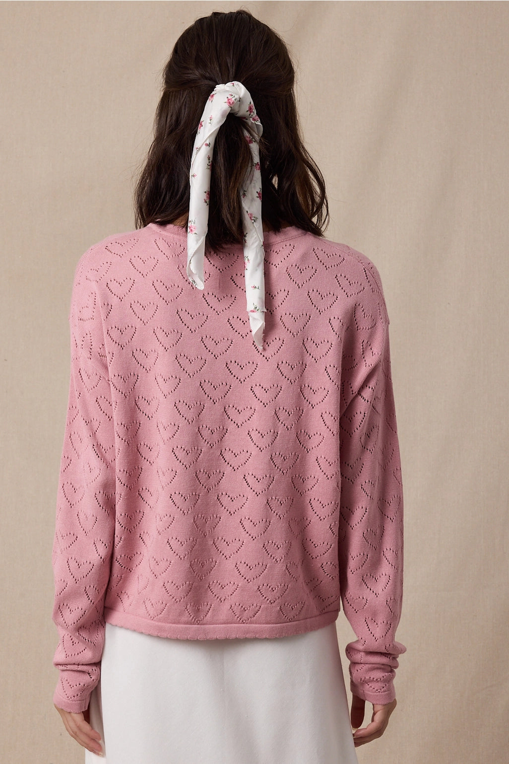 Heart Pointelle Lightweight Sweater