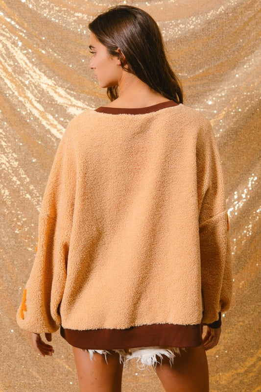 Gingerbread Patched Sweatshirt Top
