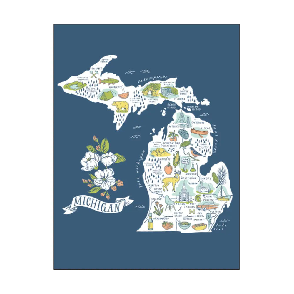 Illustrated Michigan Map Everyday Card