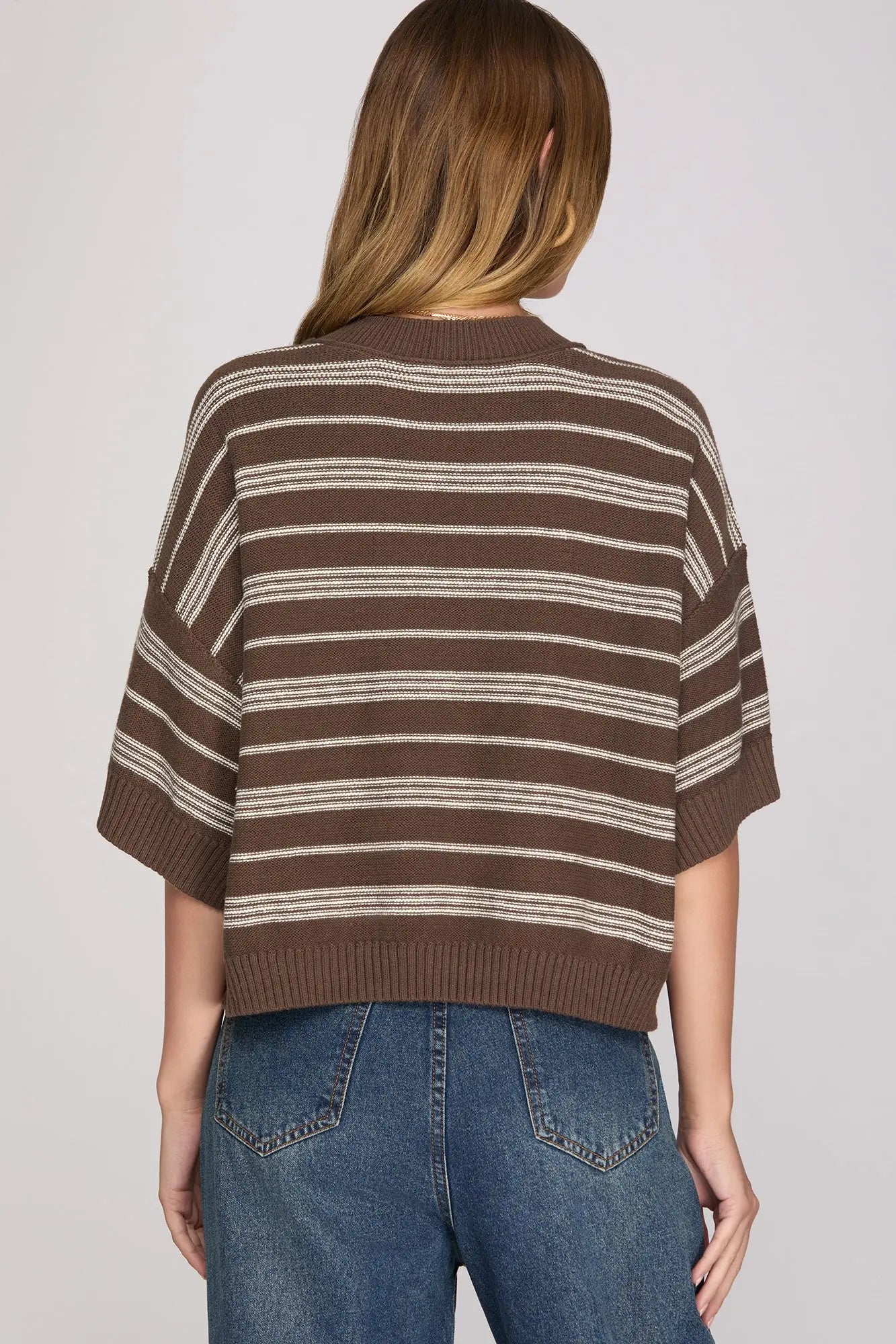 Striped Knit Top - Brown