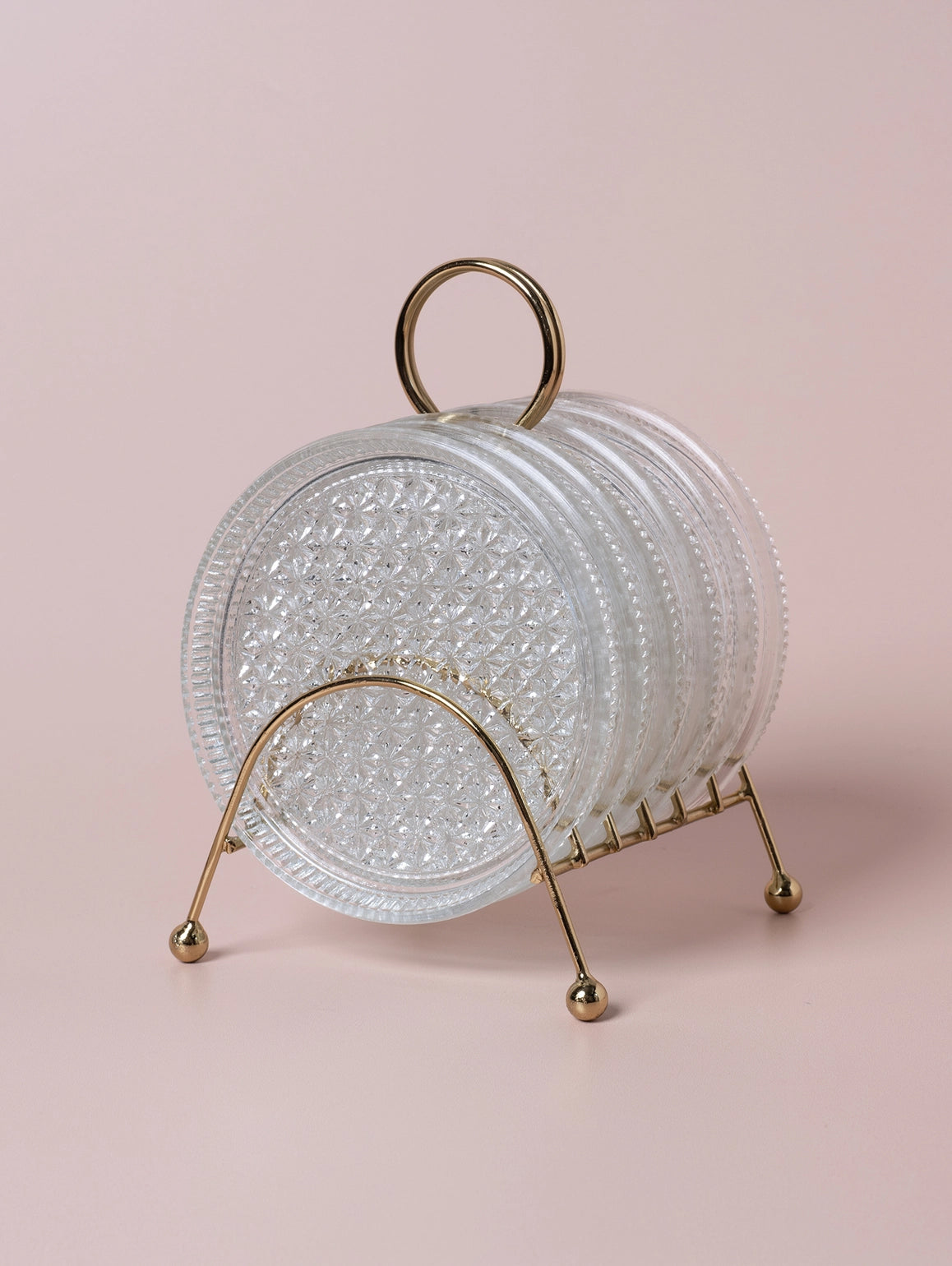 Glass Coaster Caddy Set