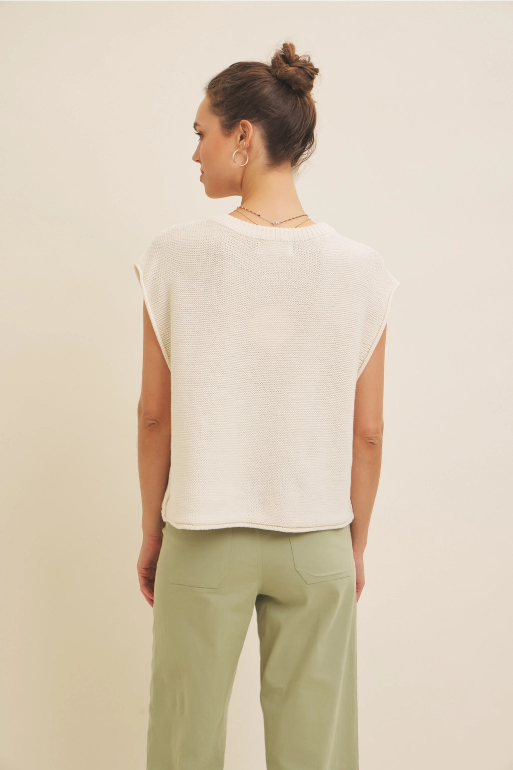 Sweater Vest Top - Cream
