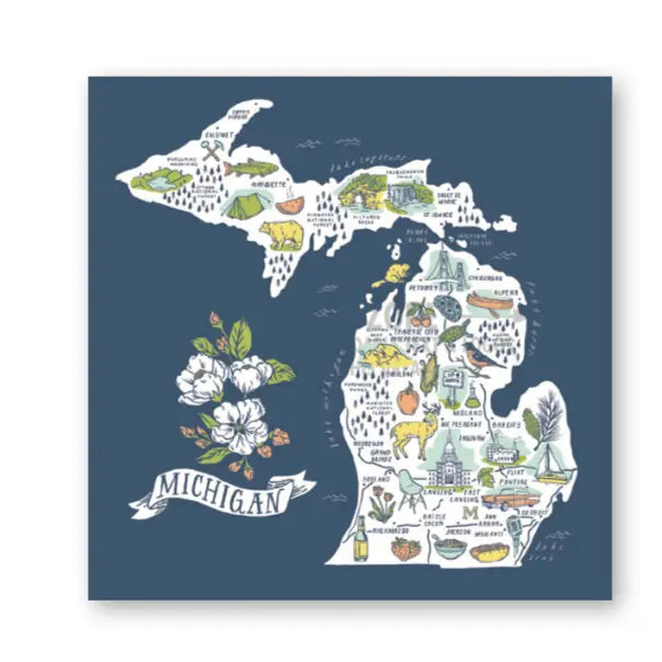 Illustrated Michigan Map Sticker