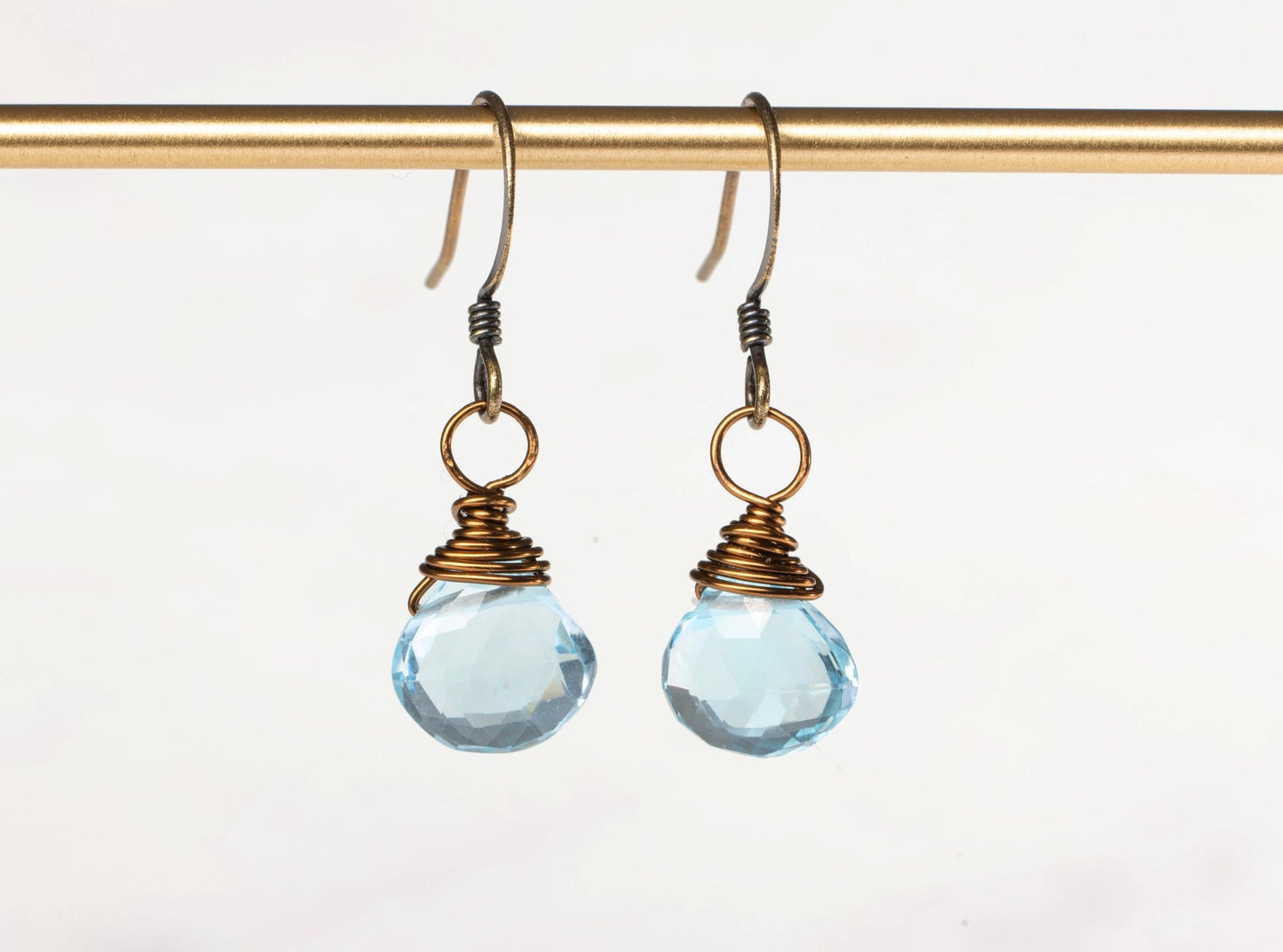 Blue Topaz Wire Wrapped Earrings