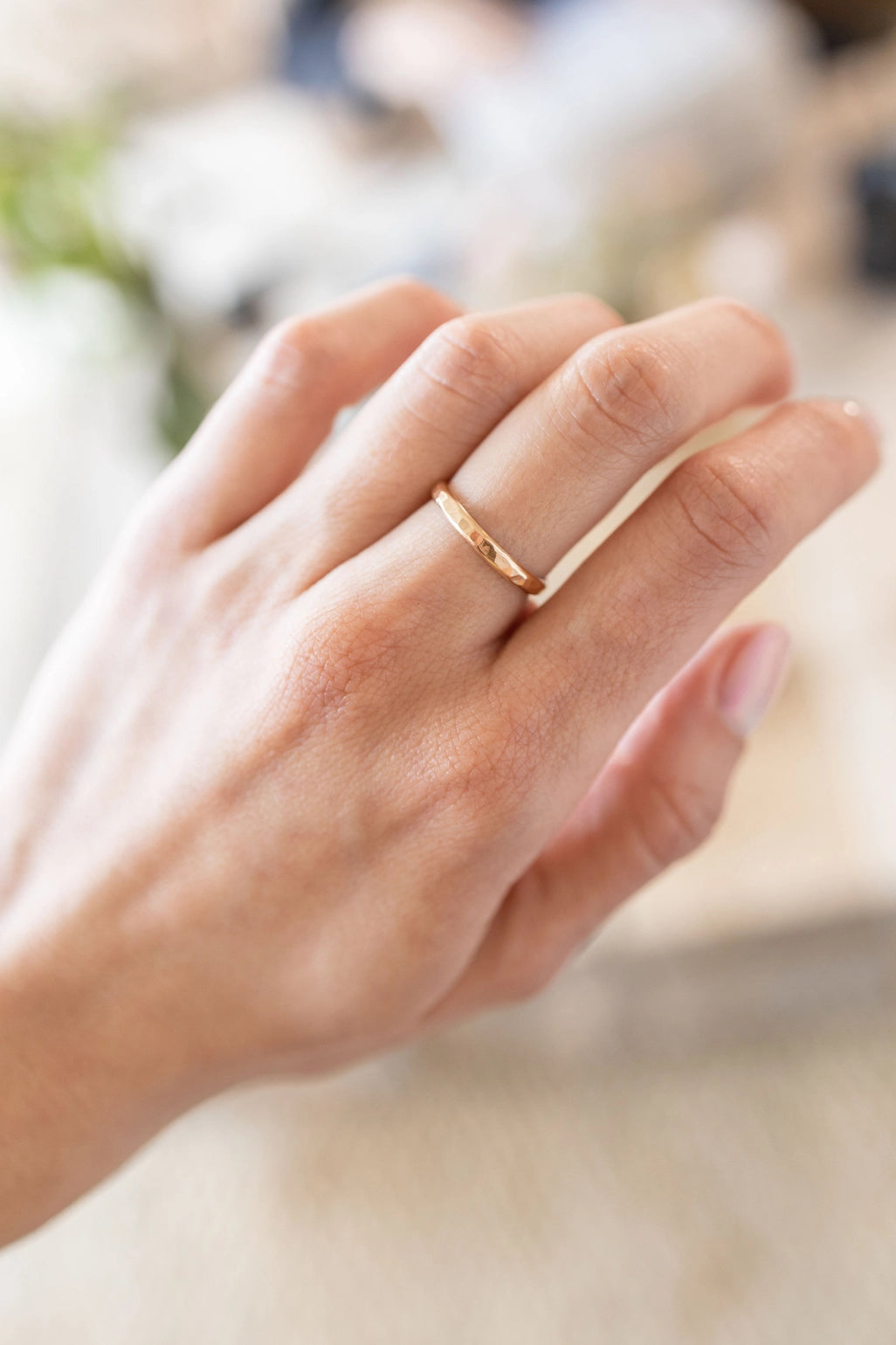 Thick Hammered Stacking Ring - Gold Filled