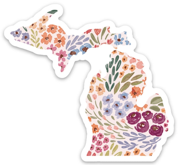Michigan 3x3in. Floral State Sticker