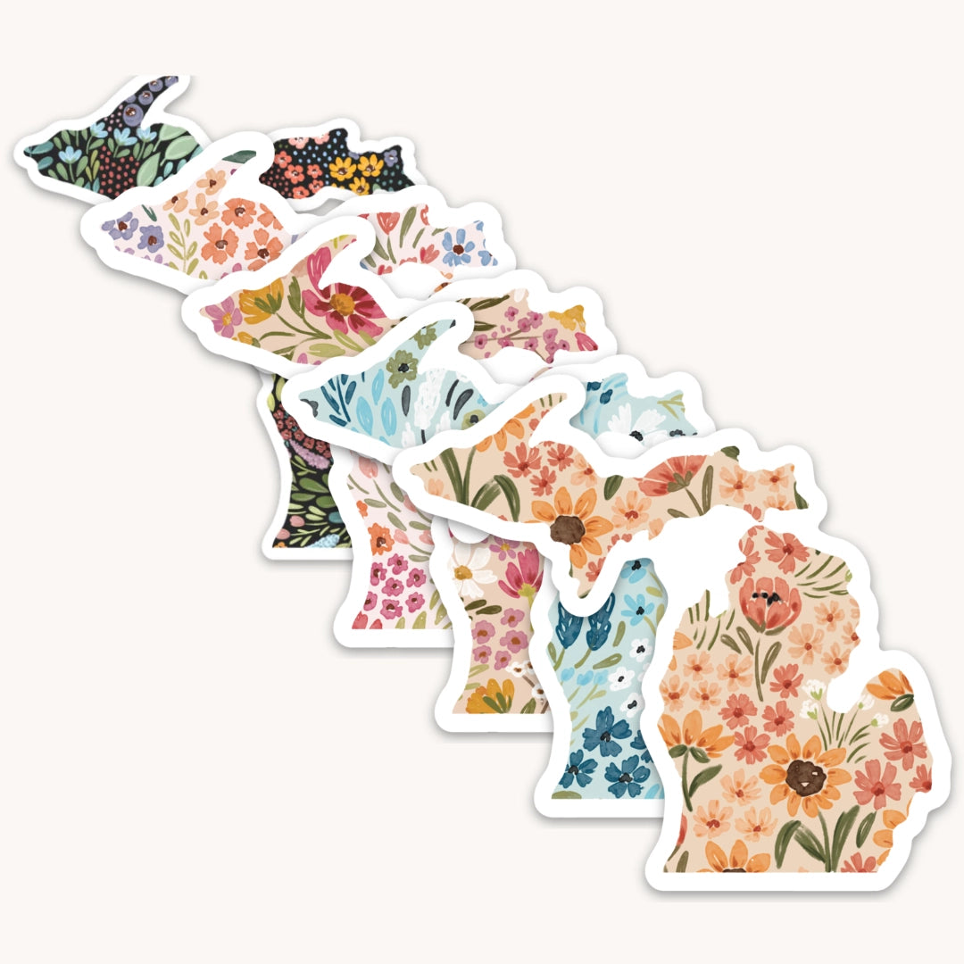 Michigan 3x3in. Floral State Sticker
