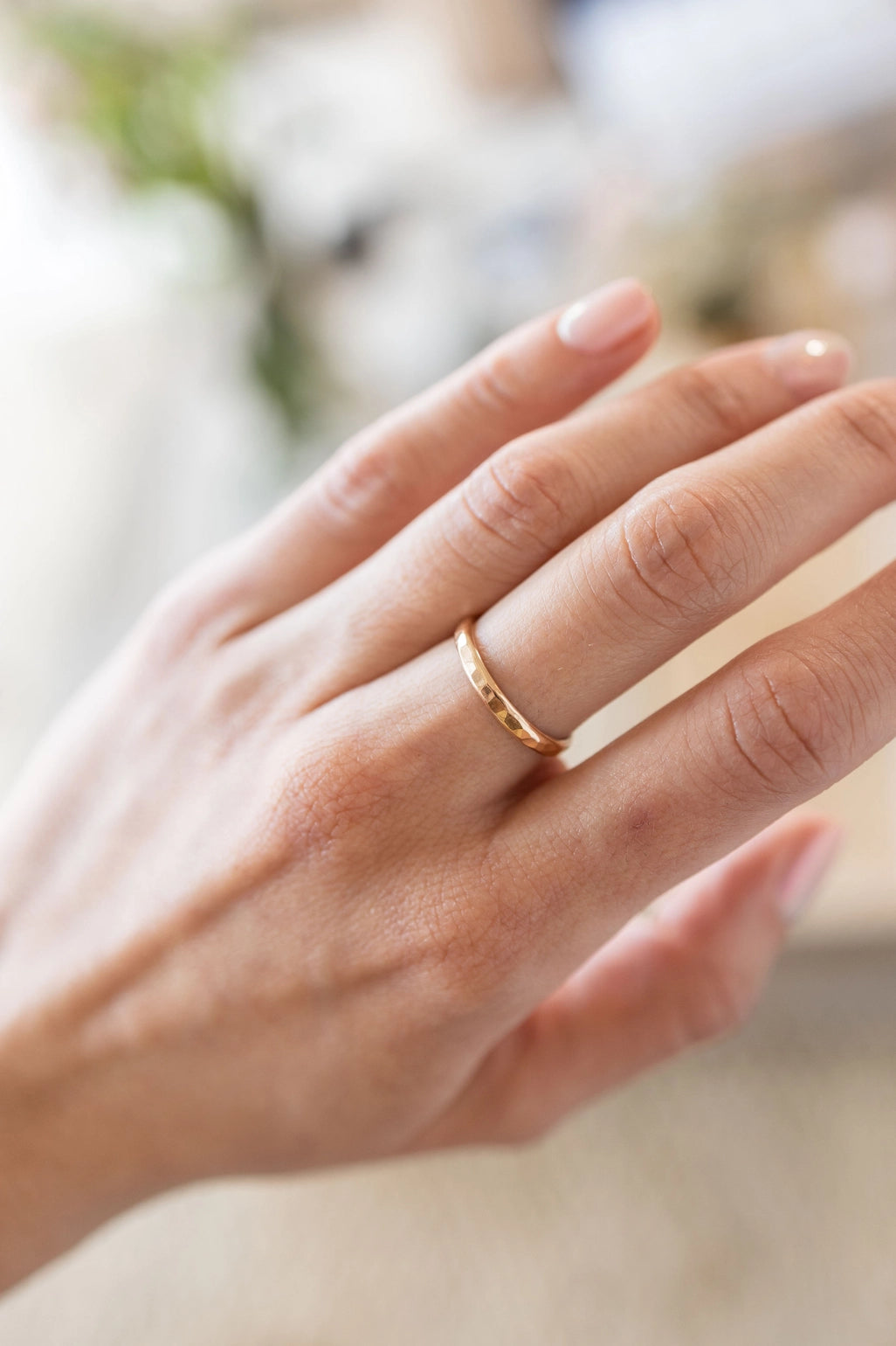 Thick Hammered Stacking Ring - Gold Filled