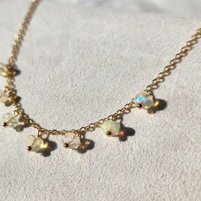 Opal Gold Fringe Necklace