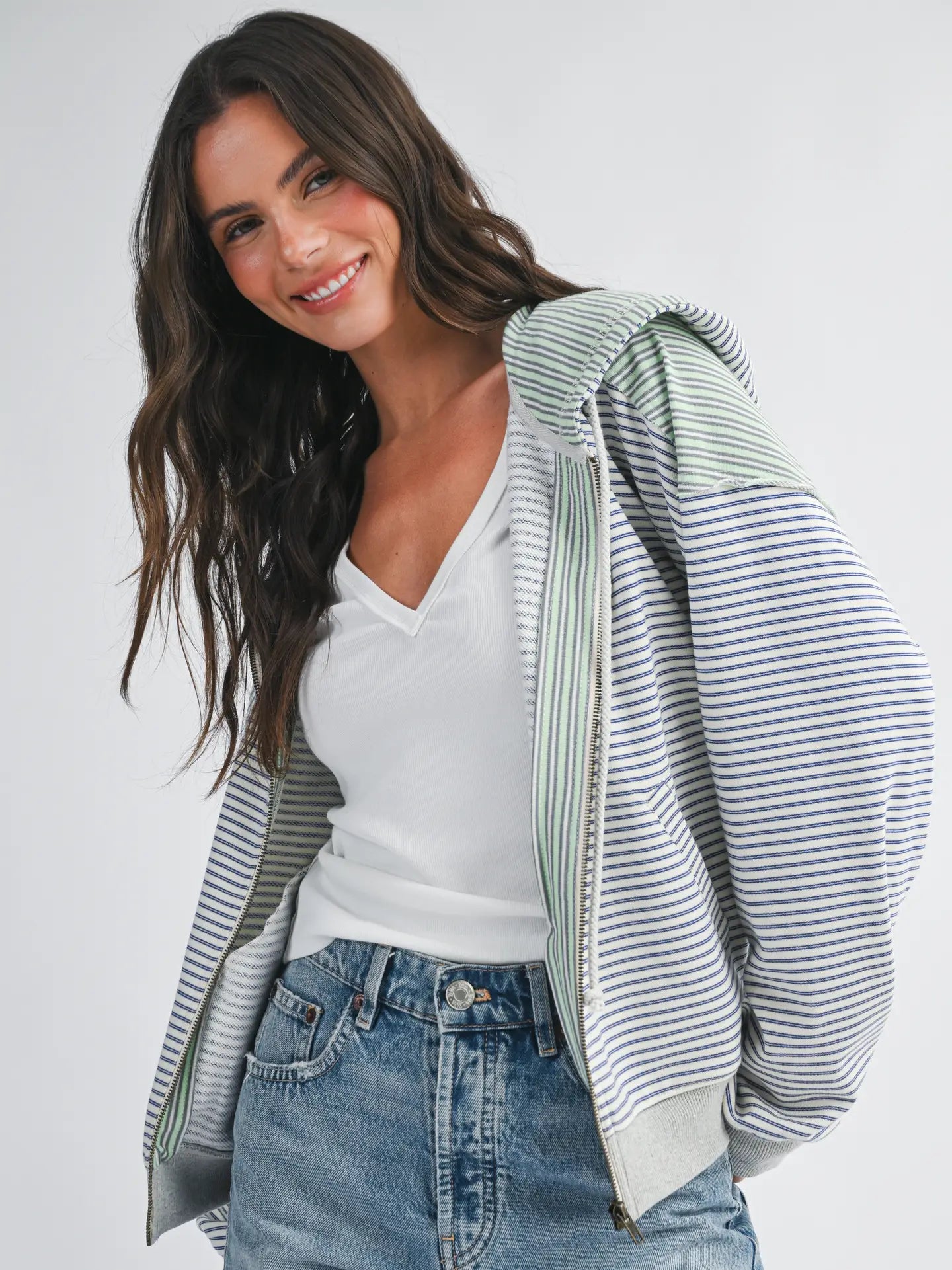 Striped Zip Hoodie