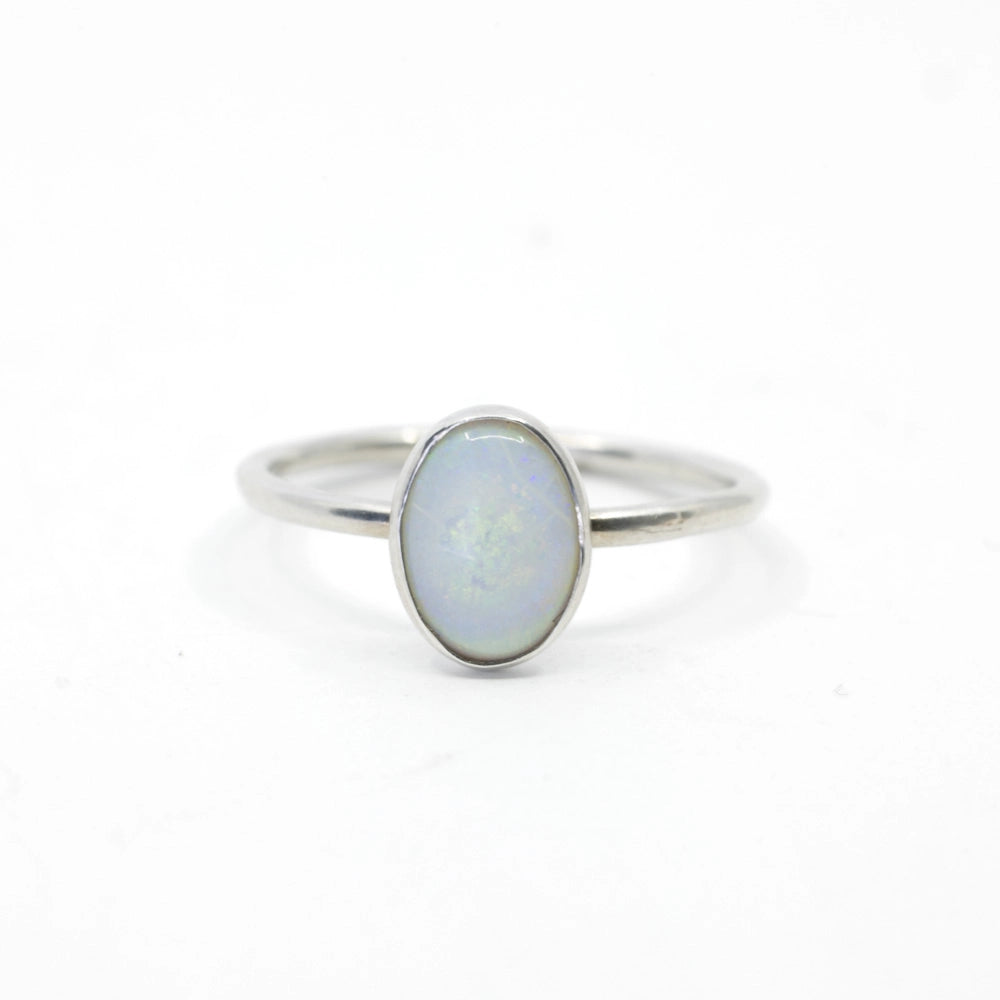 Opal Oval Ring in Sterling Silver