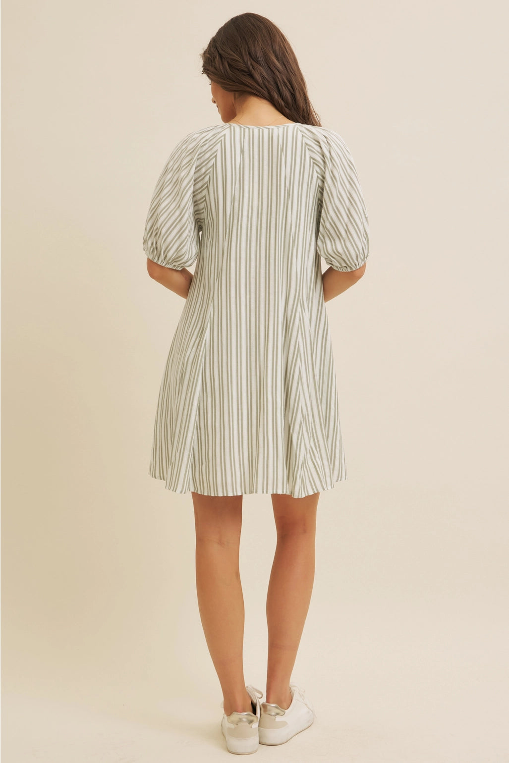 Textured Stripe Flare Mini Dress