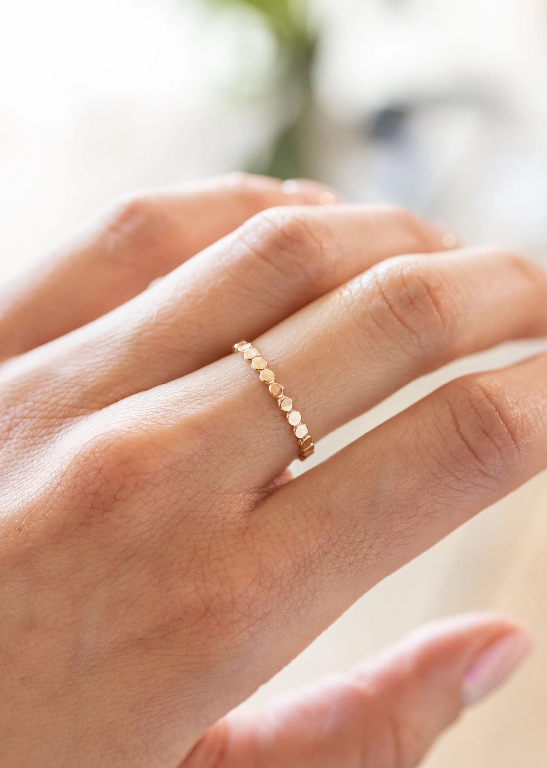 Coin Hammered Disc Stacking Ring - Gold Filled