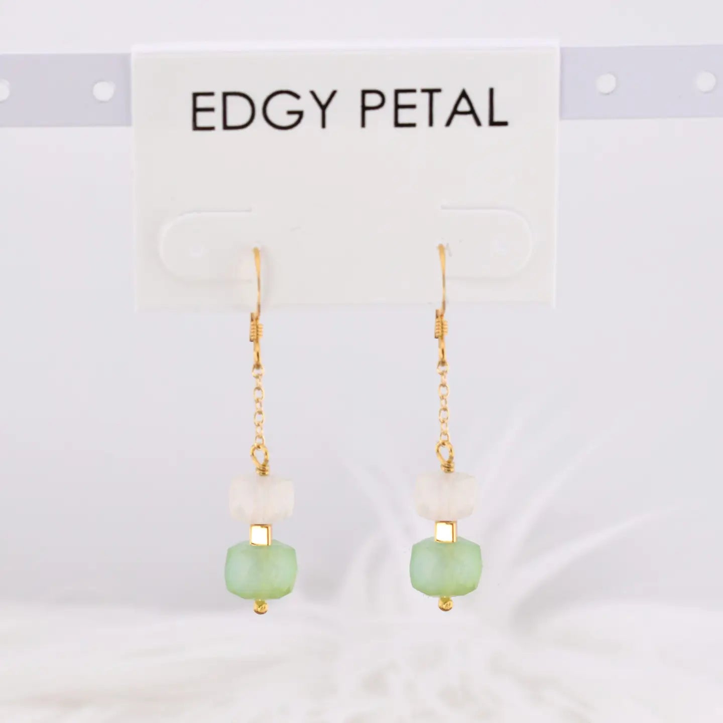 Grassy Moon Cube Chain Earrings