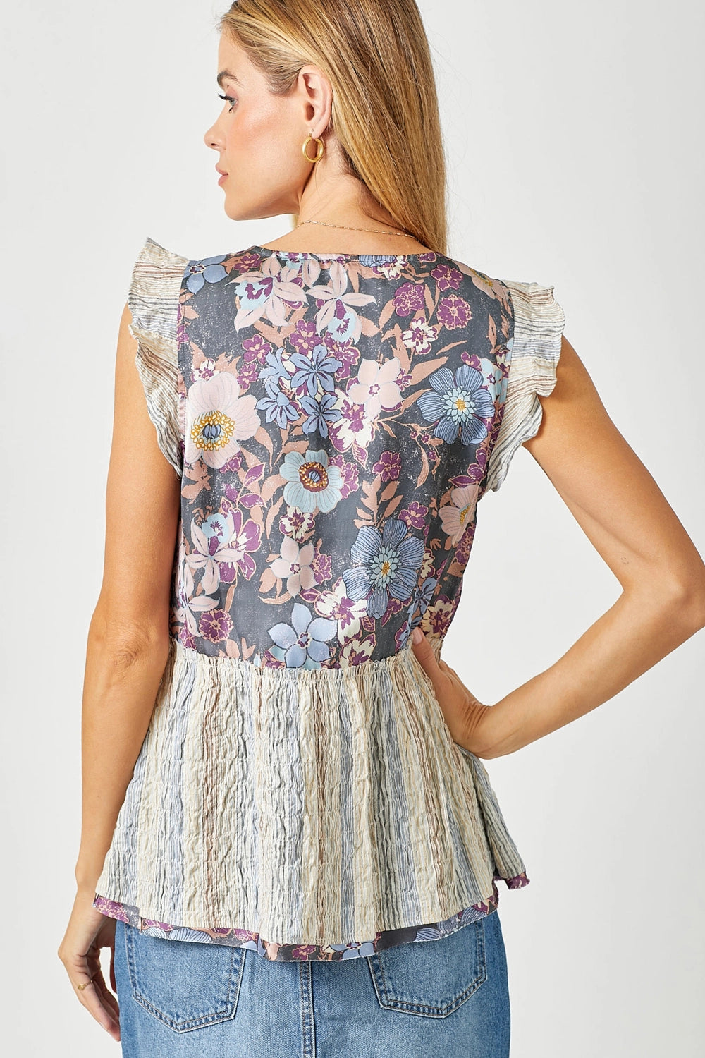 Flutter Sleeve Peplum Top