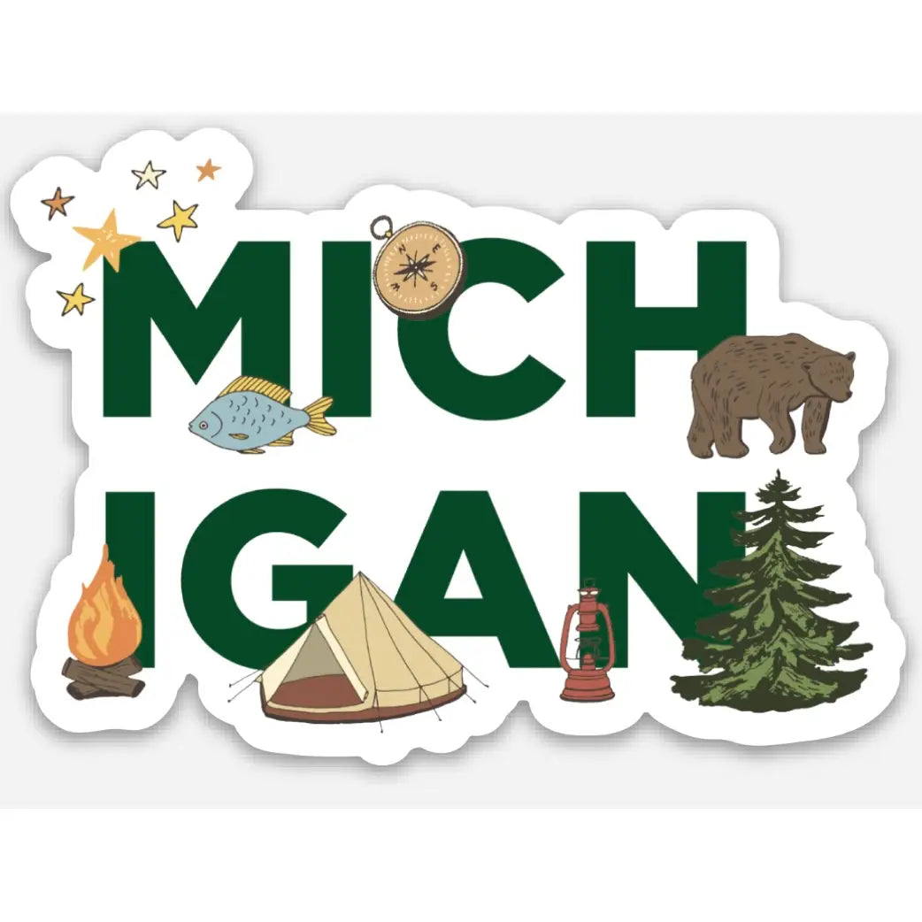 Camping Emblems of Michigan Sticker