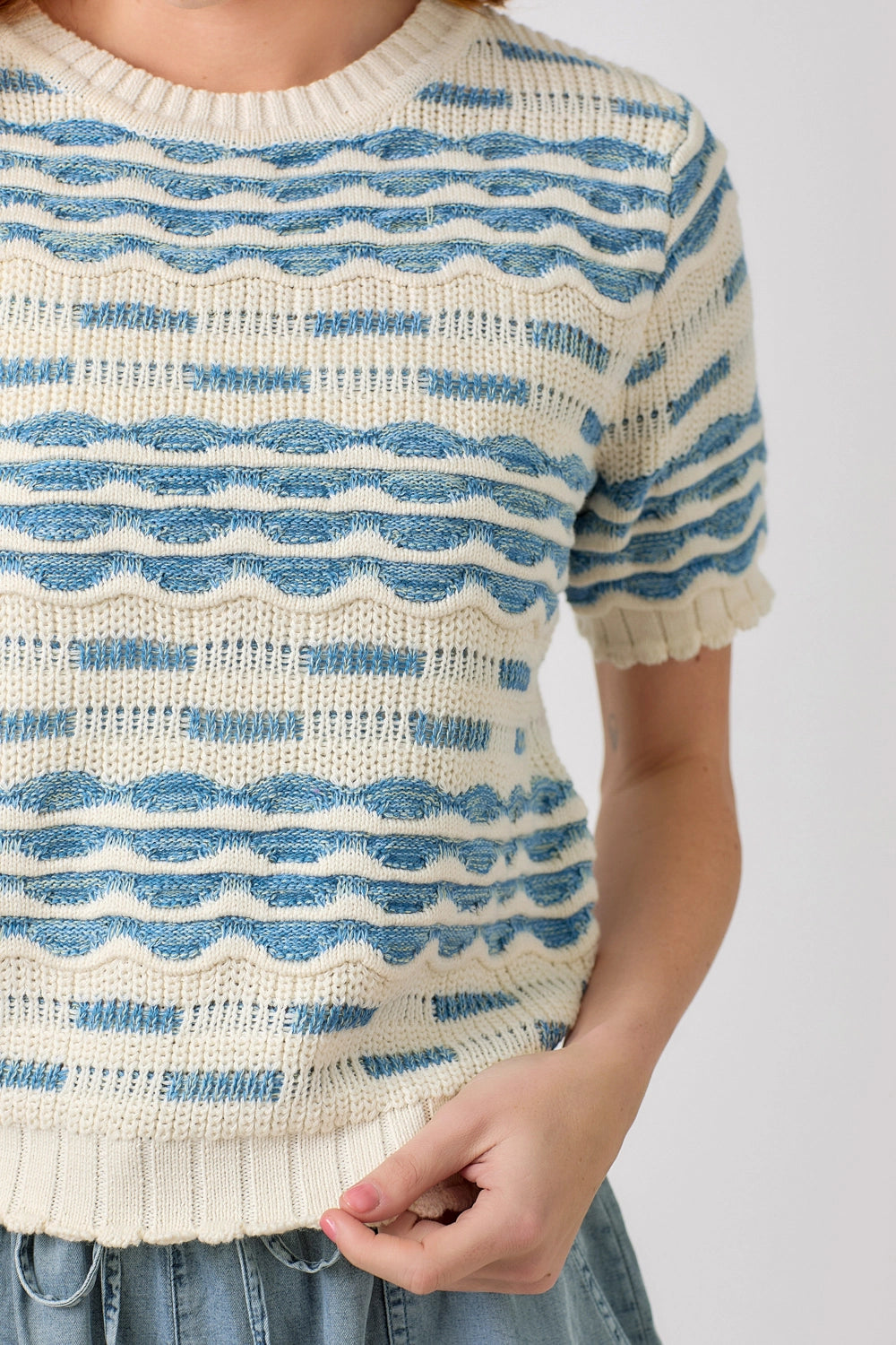 Scallop Pullover Sweater Top