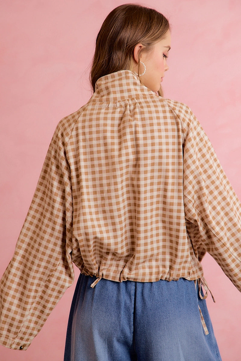 Printed Hooded Windbreaker Jacket Top