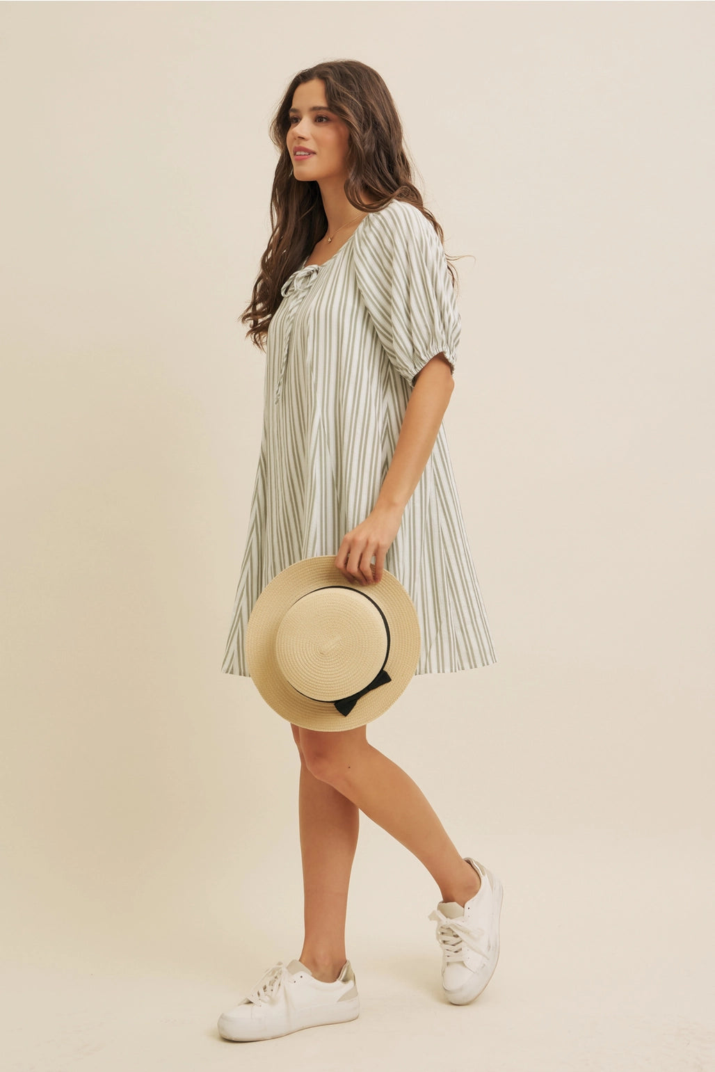 Textured Stripe Flare Mini Dress