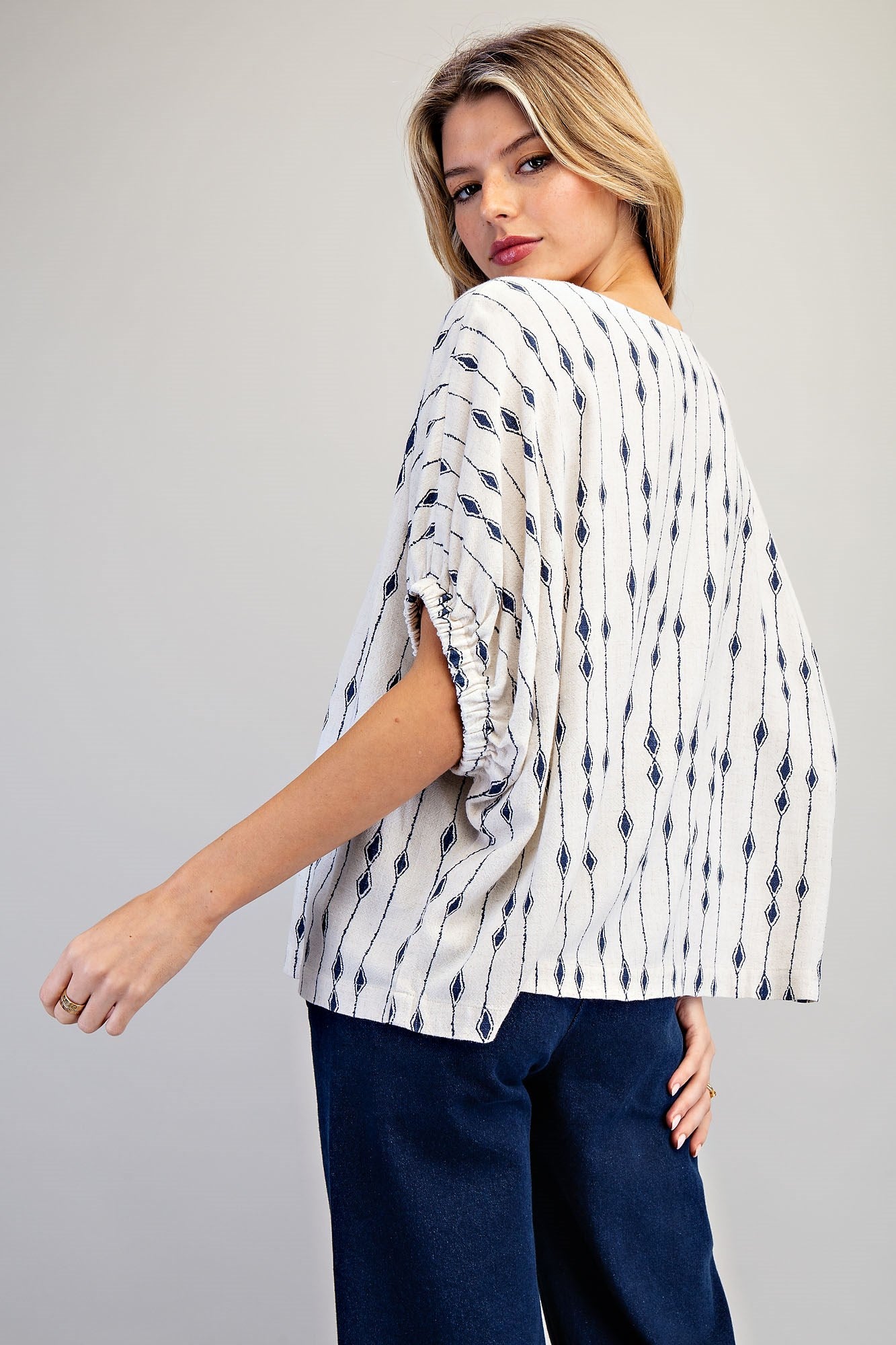 Geometric Dolman Sleeve Blouse