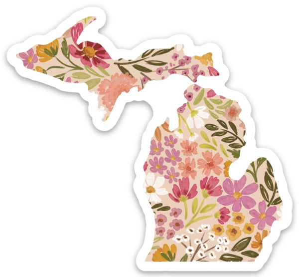 Michigan 3x3in. Floral State Sticker
