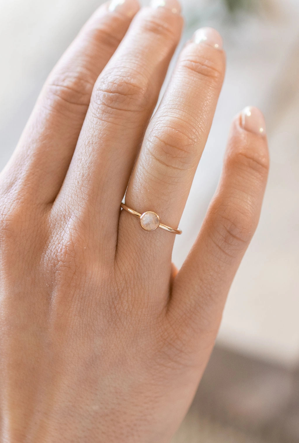 Rainbow Moonstone Stacking Ring - Gold Filled