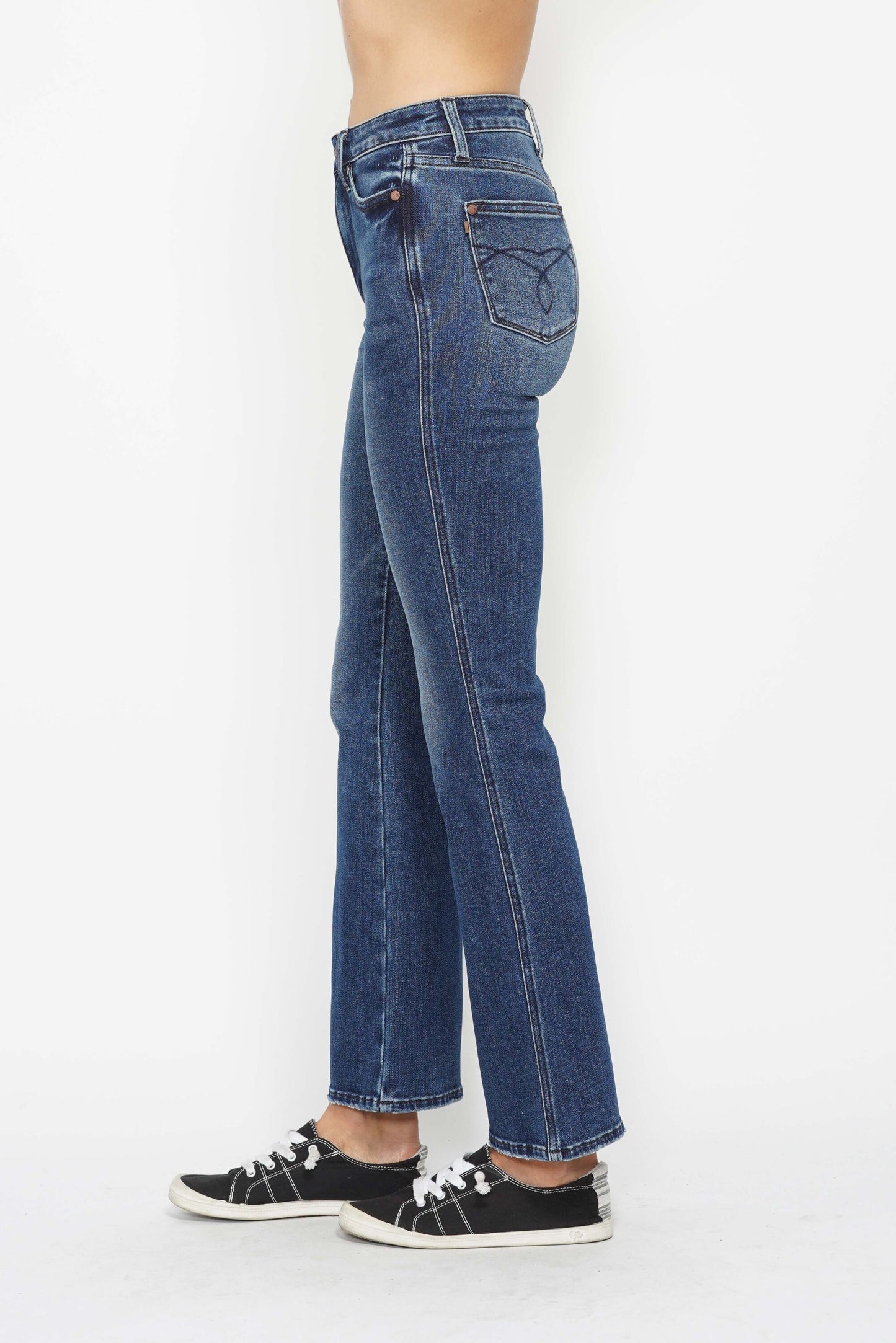 Judy Blue HW Tummy Control Back Pocket Embroidered Bootcut Jeans