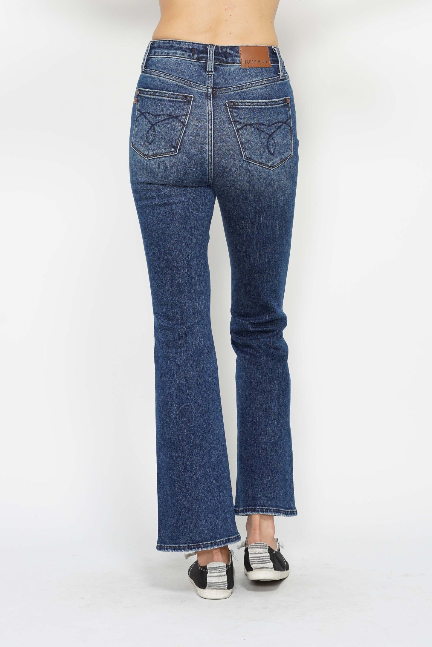 Judy Blue HW Tummy Control Back Pocket Embroidered Bootcut Jeans