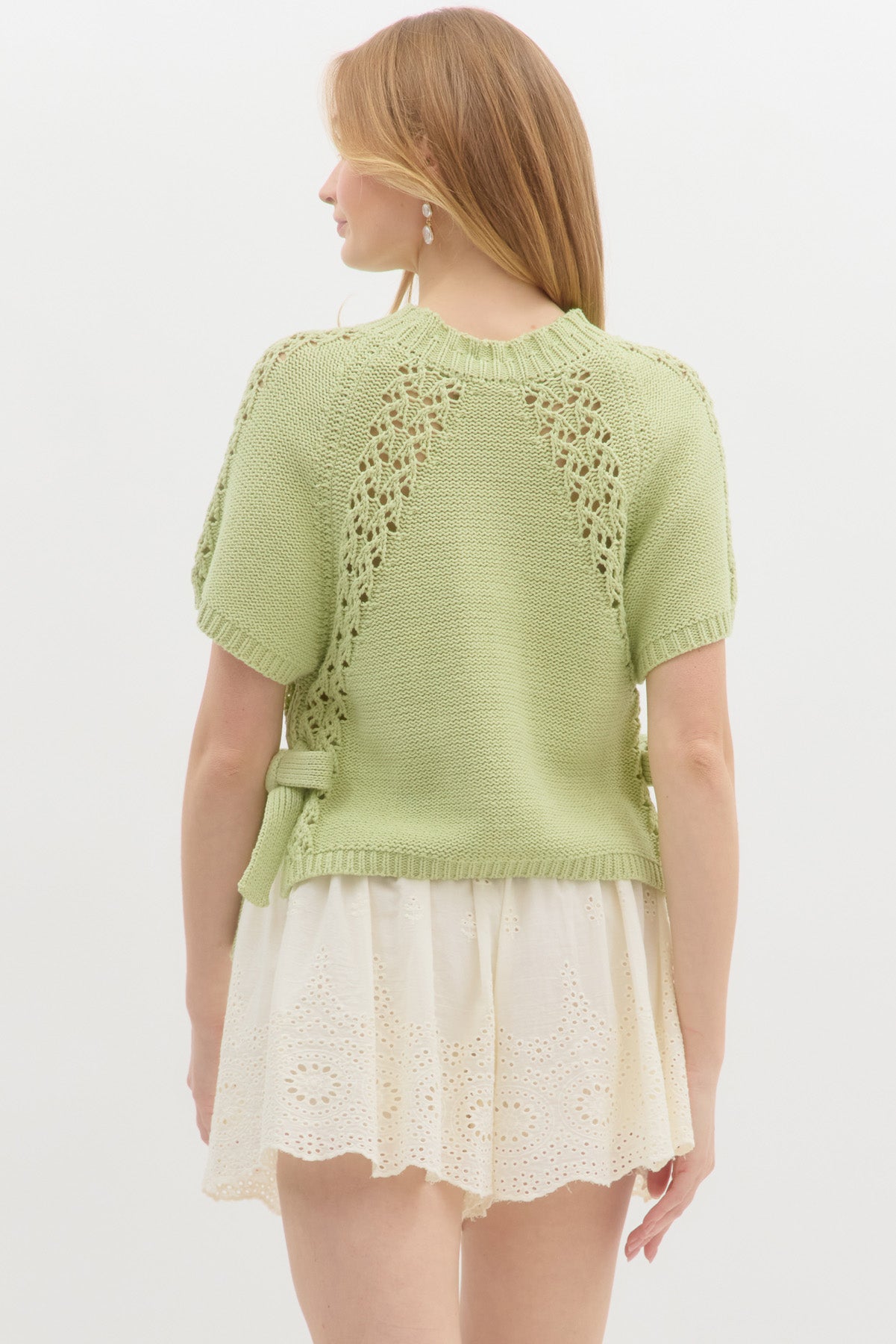 Solid Knit Short Sleeve Top - Sage