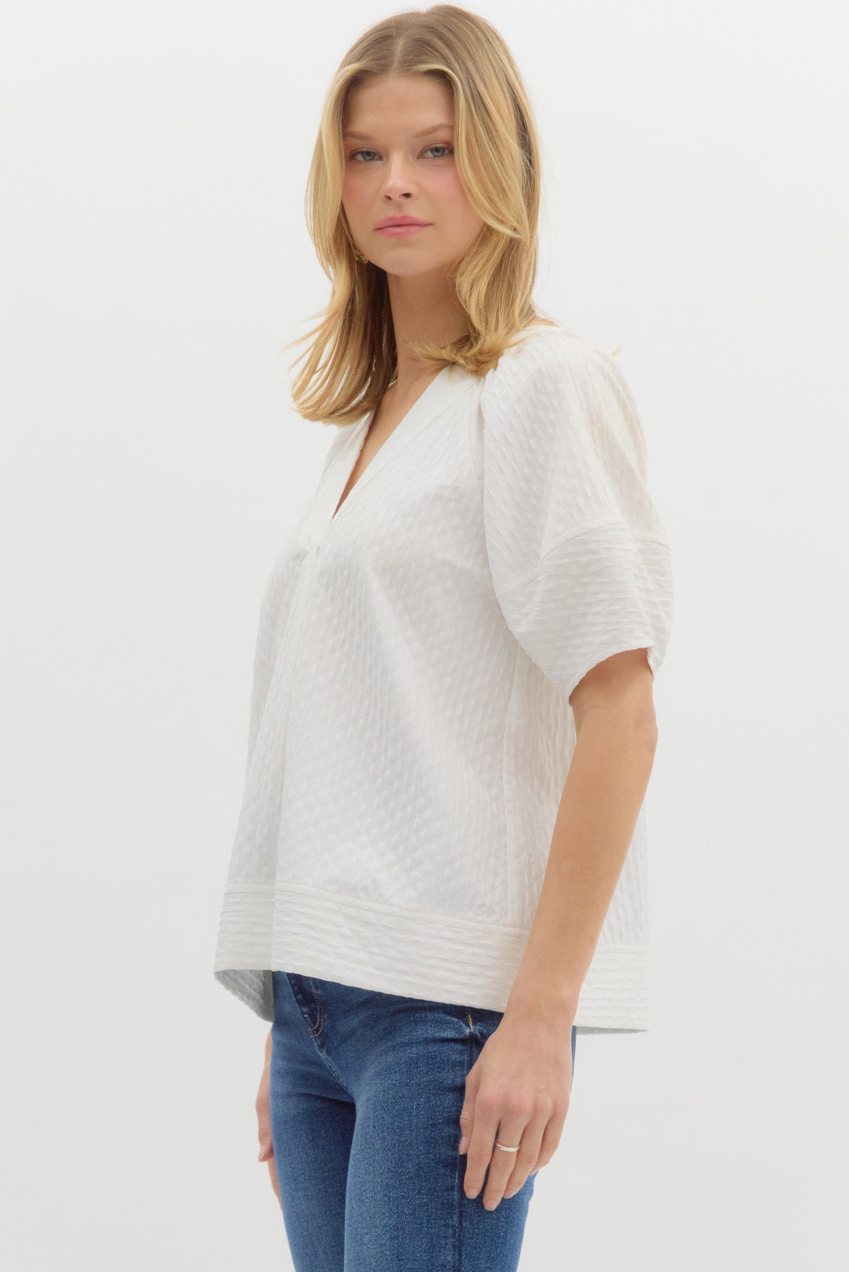 White Textured Blouse