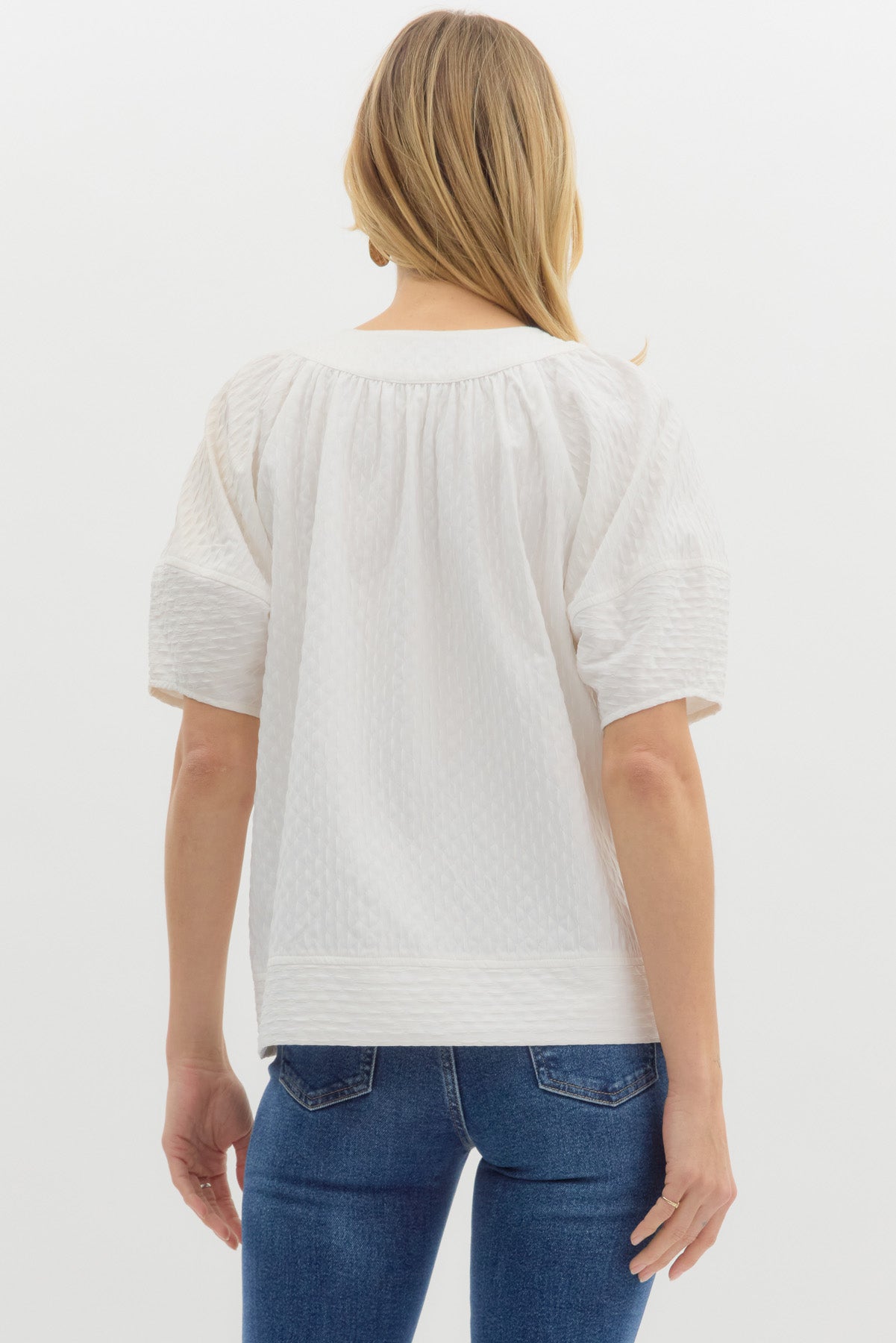 White Textured Blouse