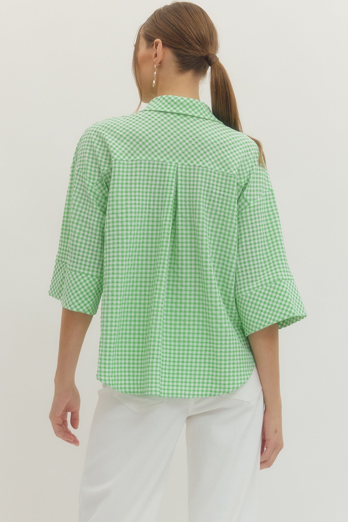 Gingham Button Up - Green
