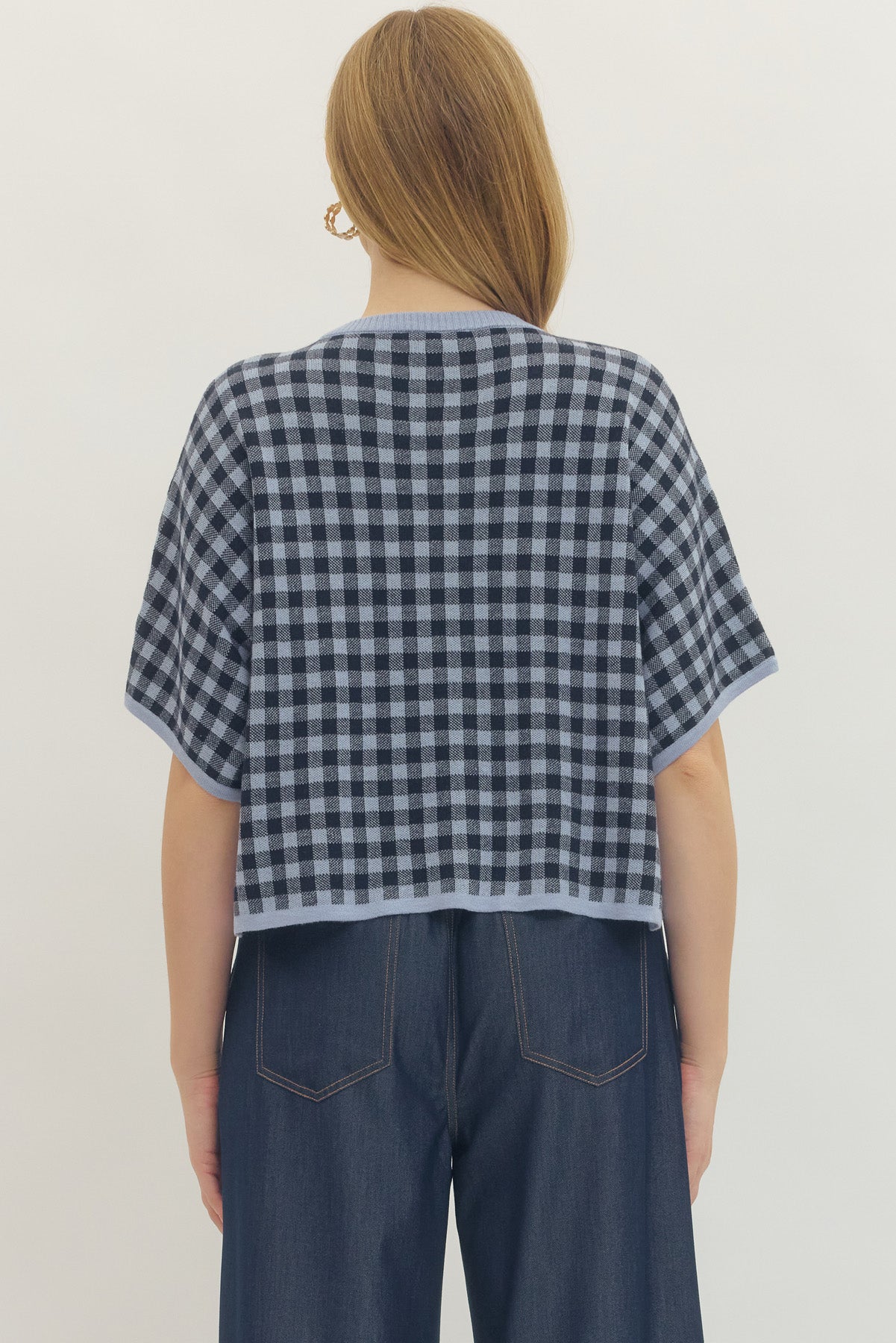 Gingham Top - Navy