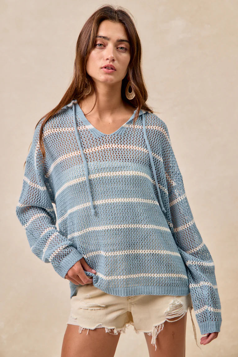Striped Crochet Hoodie