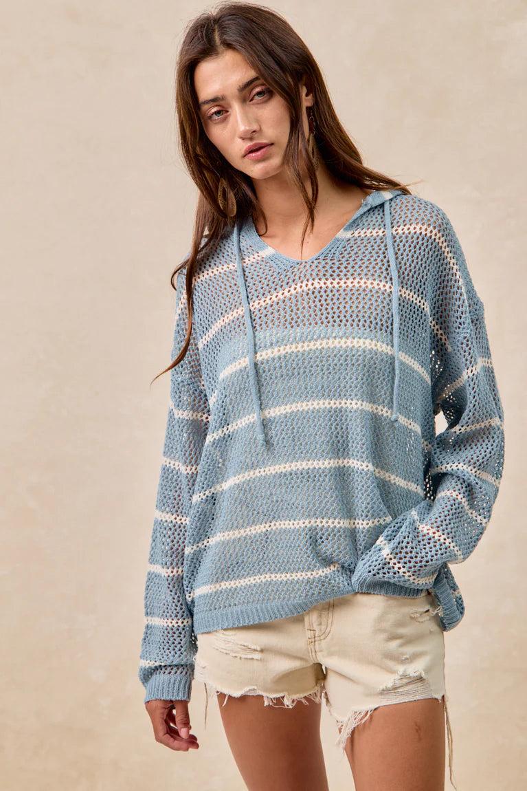 Striped Crochet Hoodie