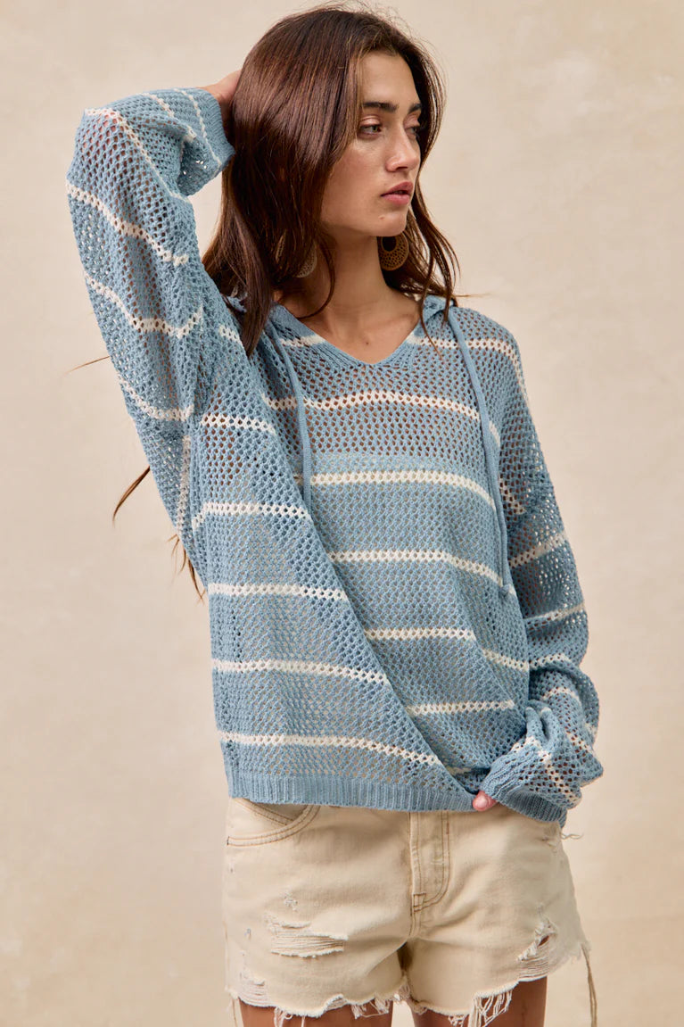 Striped Crochet Hoodie