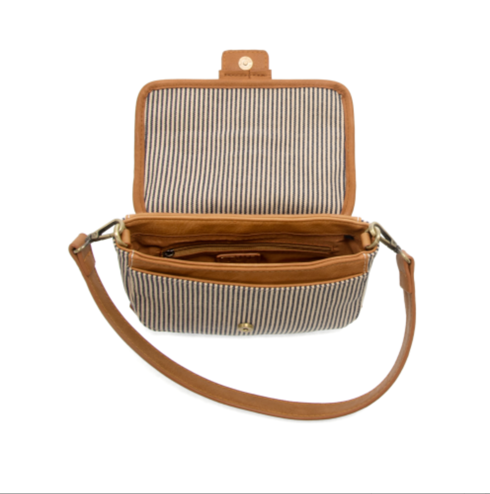 Pinstripe Carman Canvas Baguette Convertible Crossbody