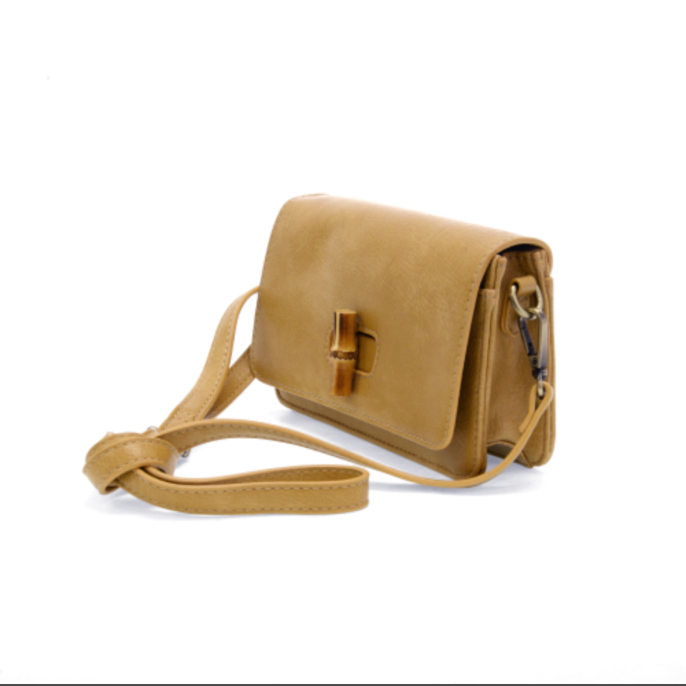 Tan Bonnie Mini Organizer Bamboo Turnlock Crossbody