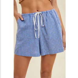 Gingham Casual Shorts - Blue
