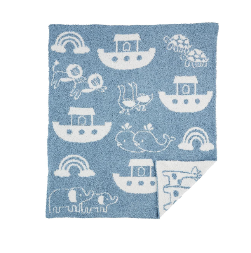 Blue Noah's Ark Chenille Blanket