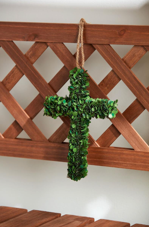 Boxwood Cross With Jute