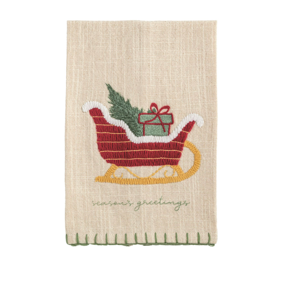 Sled Embroidered Towel