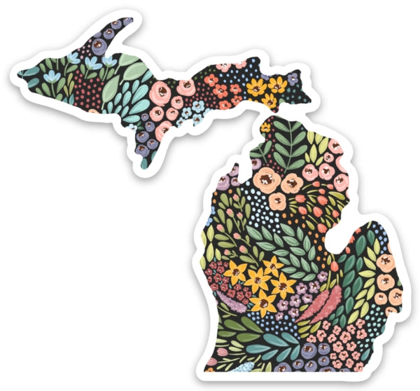 Michigan 3x3in. Floral State Sticker